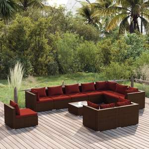 Conjunto de Muebles de Jardín en Color Marrón y Rojo Canela - Product Image 1