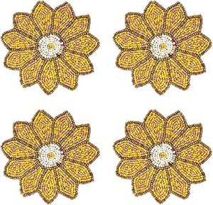 Sous-verres en perles faits à la main en forme d'abeille |   Décoration de table inspirée de la nature par whimsy art craft - Product Image 3
