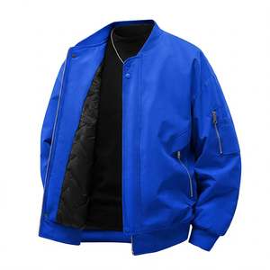 <b>Men's</b> <b>White</b> Coated Streetwear <b>Jacket</b> Stand Collar Zipper Windproof Casual Autumn Wear Loose Fit Solid Color Cotton Lining - Product Image 5