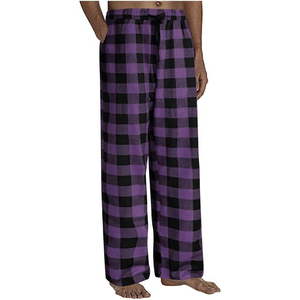 Men's Casual <b>Plaid</b> Sport Pajama <b>Pants</b> Multi-Color Breathable Flannel 100% Cotton Plus Size Loose-fitting Gradient Color 220g - Product Image 3