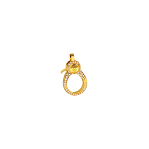 Connecteur de bijoux en or massif 14 carats avec fermoir pavé de diamants et zircon ovale pour la fabrication de boucles d'oreilles - Product Image 3