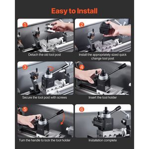 Set di 6 Portautensili a Cambio Rapido per Tornio, Tipo a Cuneo, Accessori per Portautensili da Tornitura, Adattatori per Portautensili Rapidi - Product Image 6