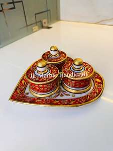 Pièce d'antiquité unique, plaque en marbre blanc et laiton, artisanale, en pierre naturelle - Product Image 3