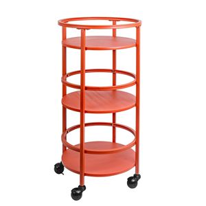 Carrello da Cucina Rotondo Rosso a 3 Ripiani con Ruote, 32 Pollici - Product Image 1