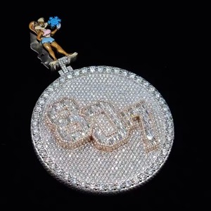 Hip Hop Jewelry 925 Sterling <b>Silver</b> Custom Engraved Name Letter Moissanite Ice Out Men's <b>Pendant</b> Personalized <b>Initial</b> <b>Pendant</b> - Product Image 2