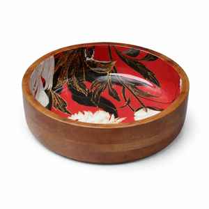 Tazón Decorativo de Madera Hecho a Mano con Diseño Meena, Tazón para Servir Ensaladas y Frutas, Vajilla de Cocina Artesanal de Lujo - Product Image 3