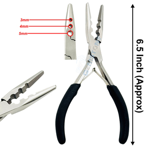 Professional 6.5 Inch <b>Long</b> <b>Nose</b> 3 Hole Flat Mouth Hair Extension Pliers for Micro Rings & Nano Beads Crimping - Product Image 1