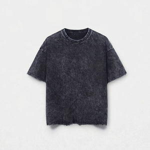Camiseta de corte regular, transpirable, con lavado ácido para hombre, informal y para uso diario, estampada, 100% algodón, lavado ácido, hecha en Pakistán - Product Image 1