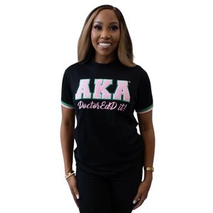 T-shirt AKA Black Doctoredd It pour femme, avec logo en chenille, en coton de qualité supérieure, décontracté, élégant, à porter au quotidien - Product Image 1