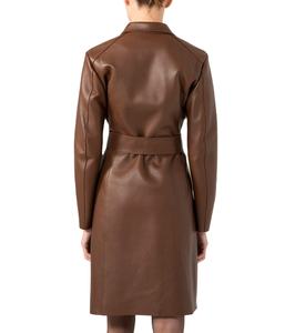 Abrigo Largo de Cuero Genuino 100% para Mujer, con Botones, Forro de Seda y Piel Sintética, Ecológico - Product Image 6