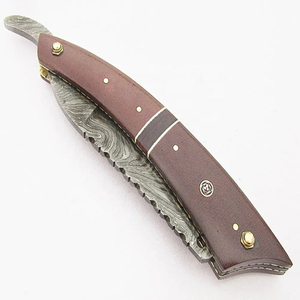 Navaja de Afeitar Recta Multifuncional de 7 Pulgadas, Hecha a Mano, de Acero de Damasco Tradicional de Grado Industrial, Personalizada OEM, Marca Burraq - Product Image 5