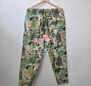 Handmade Pure Cotton Tropical Palm Heritage Palace Print Elegant Luxury Nightwear Set Comfortable Full-Sleeve Quick Dry - Product Image 4