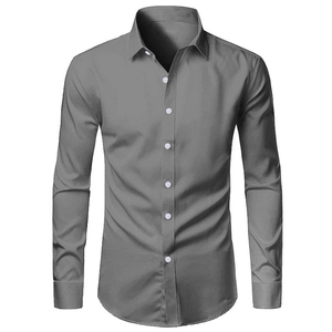 เสื้อเชิ้ตแขนยาวสีดำสำหรับผู้ชาย ผ้าฝ้าย 100% สำหรับงานทางการ ธุรกิจ หรือลำลอง ปกคอปก ผ้าป๊อปลินกันยับ - Product Image 2