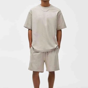 Wholesale Men's Summer Casual 2-Piece Breathable Eco-Friendly 100% Bamboo Fiber T-Shirt and Shorts <b>Set</b> High Quality Twin <b>Set</b> - Product Image 1