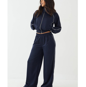 Conjunto Deportivo Personalizado de 2 Piezas para Entrenamiento de Fútbol, Chaqueta Deportiva Corta con Cierre y Pantalones de Felpa Francesa, OEM ODM, Manga Larga - Product Image 3