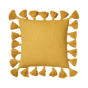Funda de Cojín Decorativa Boho con Borlas y Rayas Tejidas 100% Algodón para Sofá, 18x18 Pulgadas - Product Image 6