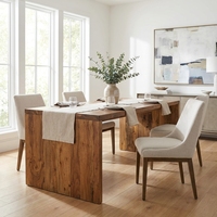 Table à manger rectangulaire de luxe en teck massif brun, style minimaliste, pour cuisine, grande table de travail familiale, décoration