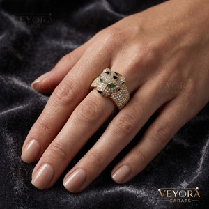 Anillo Protector de Plata de Ley 925 Premium con Pantera 3D y Moissanita, Joyería Elegante - Product Image 5
