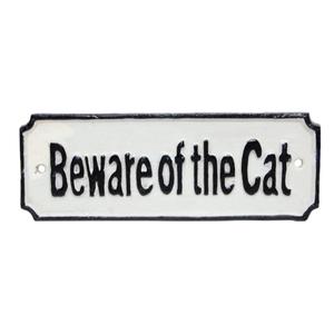Plaque en fonte rectangulaire « Faites attention au chat », faite à la main, motifs personnalisables, à fixer au mur ou à la porte, panneau d'avertissement pour la décoration intérieure - Product Image 1