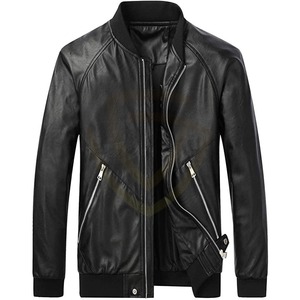 Chaqueta de Cuero para Motocicleta Personalizada, Elegante y de Alta Calidad para Hombre, Diseño Ecológico a Prueba de Viento para Invierno, Cierre de Cremallera - Product Image 1