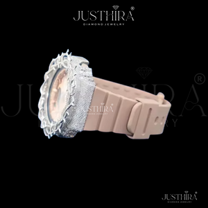 Montre de luxe sertie de diamants avec double affichage analogique-numérique et accents en or rose pour hommes et femmes au meilleur prix - Product Image 4