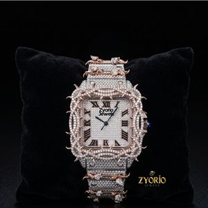 Reloj de Lujo para Hombre con Bisel de Espinas en Oro Rosa y Esfera Cuadrada, Reloj de Pulsera de Cuarzo de Acero Inoxidable - Product Image 1