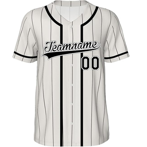 Conjuntos de Camisetas de Béisbol OEM al por Mayor, Transpirables, con Logotipo Personalizado Impreso, de Alta Calidad, 100% Poliéster, Antibacterianas, Cuello en V, Personalizadas para Hombre - Product Image 3