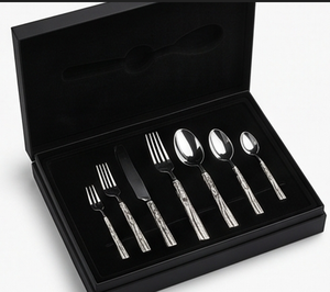 Ensemble de couverts modernes en acier inoxydable avec design de poignée torsadée, finition miroir haute brillance, compatible lave-vaisselle, pour utilisation sur table de mariage - Product Image 6