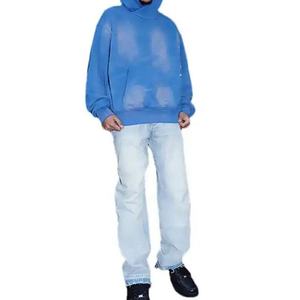 เสื้อฮู้ดดี้ผู้ชายทรงโอเวอร์ไซส์ สีซีดจาง สไตล์วินเทจ ผ้าฝ้าย 100% หนานุ่ม ซักแบบดิสเทรส สตรีทแวร์ ผลิตโดยโรงงาน OEM - Product Image 3