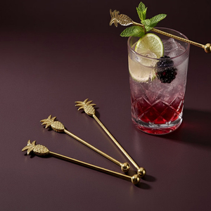 Juego de agitadores de cóctel de piña, herramientas de barra de metal, varillas mezcladoras de bebidas reutilizables, juego de herramientas de barra clásicas, agitadores de cóctel de metal - Product Image 2