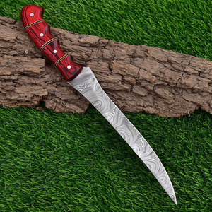 Couteau de Chef Professionnel Haut de Gamme en Acier Damas Ultra-Tranchant, Manche Intégral, Poignée en Bois Pakka, Fait Main, Écologique, avec Étui en Cuir - Product Image 2