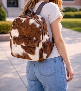 Vintage Western Cowhide Backpack Genuine Leather Hair-on-Hide Bag Luxury Designer <b>Cow</b> Fur Rucksack LHBP-0213 - Product Image 5