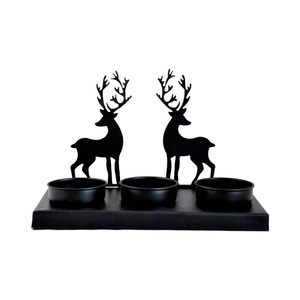 Black Powder Coating Finish Reindeer 3 Cup <b>Candle</b> Holder Metal Silhouette Design For Christmas Decoration & <b>Winter</b> Tabletop - Product Image 2
