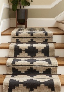 Handwoven Natural Jute Kitchen <b>Runner</b> <b>Rug</b> with Black Geometric Pattern – Eco-Friendly Durable Floor Carpet - Product Image 3