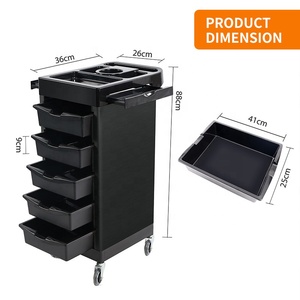 Custom Logo Black Multifunctional Modern 5-Tier Heavy-Duty Durable Stainless Steel 4-Wheel Mobile Beauty Storage <b>Cart</b> - Product Image 6