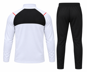 Ensemble de survêtement personnalisé pour femme avec fermeture éclair quart de tour, coloris blanc et noir, pour l'entraînement et le sport - Product Image 2