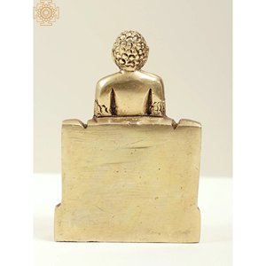 Escultura de Latón Hecha a Mano de 3 Pulgadas de Last Jain Tirthankara 'Mahavir', India Exótica - Product Image 4