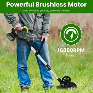 21V Electric Cordless Power String Trimmer Weed <b>Edger</b> <b>Grass</b> Mower Bush Cutter 16800RPM 3000mAh Batteries 3.6-4.6FT Length String - Product Image 5