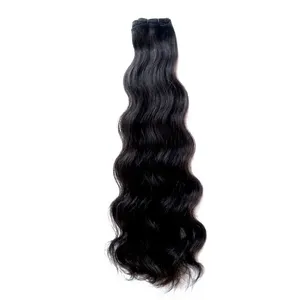 Long Natural Black Body Wave Human Hair Weft 100% Density Double Drawn Remy Silk Base Transparent HD Customizable Size - Product Image 1