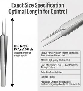 Pinzas para vello encarnado de acero inoxidable, removedor de puntos negros de precisión, pinzas para cejas, vello facial, astillas y garrapatas - Product Image 2