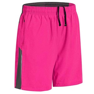 Men's Pink Solid Color Quick Dry Shorts With Side Stripe <b>Elastic</b> Waist Casual Woven Polyester Shorts - Product Image 1