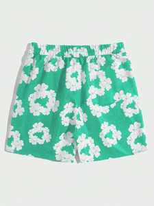 Shorts de Baño para Hombre, Estampado de Llamas Verdes, 100% Algodón, Transpirables, de Secado Rápido, con Cordón Ajustable y Logotipo Personalizado - Product Image 2
