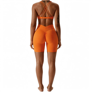 SPINE CRAFT Conjunto de Yoga para Mujer, Transpirable, Sin Costuras, Cuello Redondo, Top sin Mangas, Pantalones Cortos, Cintura Alta, Control de Abdomen - Product Image 5