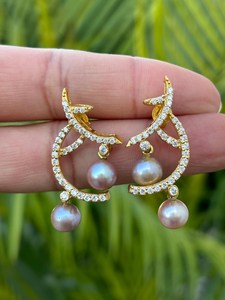 Natural Freshwater Pearl Luxury Necklace Earrings Set 925 Sterling <b>Silver</b> 14K Solid Gold Engagement Gift Fine Jewelry OEM ODM - Product Image 2