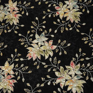 Premium Abaya <b>Sequin</b> Embroidery Fabric Velvet Net Mesh Textile For Gulf UAE Modest Fashion Garment Supply - Product Image 5