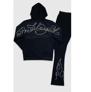 Conjunto Deportivo Informal Ligero Unisex Personalizado, Sudadera con Bordado Desgastado, Pantalones Deportivos Anchos, Transpirables, Trajes Deportivos de Verano - Product Image 4