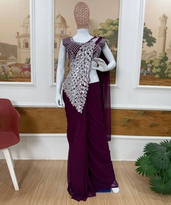Sari de luxe prêt-à-porter pour femme, tenue indienne traditionnelle, collection style boutique pour soirée, mode modeste 83354 ST-116 - Product Image 2