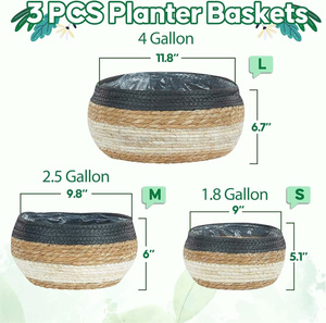 High Quality Eco Friendly Handwoven Water Hyacinth Plant <b>Pot</b> Stripe 2 color Best Selling for Garden or Indoor & Outdoor Decor - Product Image 6