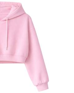 Conjunto de Sudadera Corta y Pantalones Cortos Rosa Bebé para Mujer, Estampado de Mariposas, Atuendo Casual de Dos Piezas, Ropa de Estar de Algodón y Felpa, Fabricante Mayorista - Product Image 2