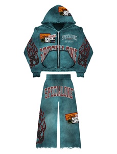 ชุดเสื้อฮู้ดโอเวอร์ไซส์ Saint Men's พร้อมกางเกงจ็อกเกอร์ลำลองพิมพ์ลายสตรีทแวร์ ผ้าโพลีเอสเตอร์เฟรนช์เทอร์รี่ ดีไซน์ซิปเต็มตัว เหมาะสำหรับฤดูใบไม้ร่วง - Product Image 5